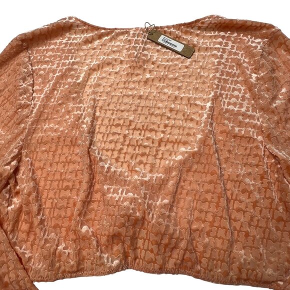 SKIMS Velvet Burnout Logo Glove Crop Top Peach XL - Picture 6 of 12